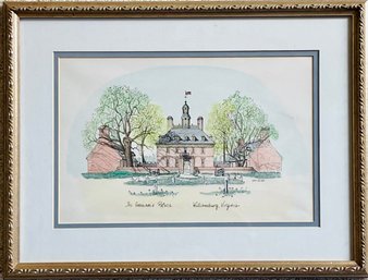 Framed The Governors Palace Williamsburg Virginia Watercolor By Weiss