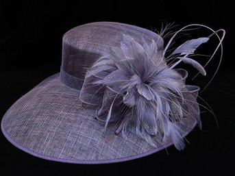 Nordstrom Purple Straw Hat With Feathers