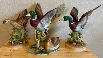 Trio Of Mallard Porcelain Ducks By Andrea