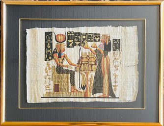 Hand Painted Egyptian Papyrus Art In Frame
