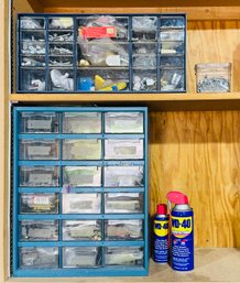 Pair Of Hardware Organizers With WD40 Cans