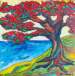 Pohutukawa Painting In Stretched Canvas By Sam Walker