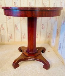 Vintage Solid Wood Round End Table