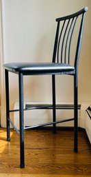 Metal Bar Stool With Faux Leather Seat