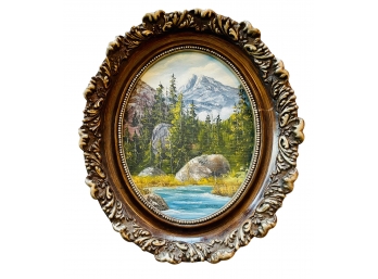 Framed Oval Landscape Painting By M.Duncan