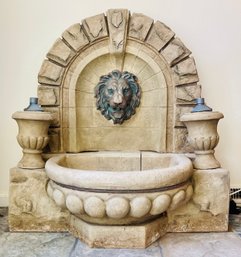 Stone Look Lion Wall Fountain