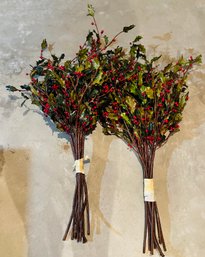 Pair Of Faux Holly Bouquets