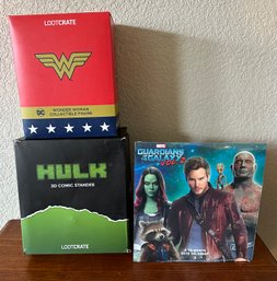 LOOTCRATE Superhero Lot Incl. Wonderwoman And Hulk Figurine