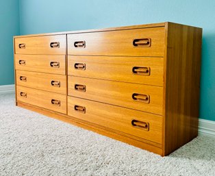 Vintage Danish Modern 8 Drawer Lowboy Dresser By Dyrlund