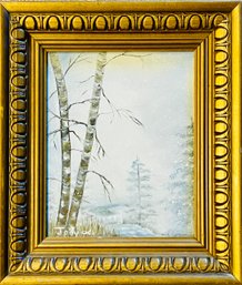 Framed Oil On Canvas Winter Landscape Painting Signed By Jody