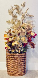 Woven Basket With Faux Autumn Season Faux Plants