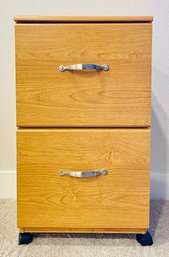 Wooden Two Drawer Filing Wheeled Cabinet