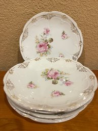 Rose Floral Dessert Plates - Set Of Six