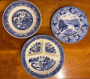 Willow Ware And Old England Staffordshire Ware Plates