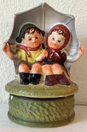 Vintage Ceramic Boy & Girl Music Box