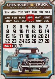 GM Trademark Official Licensed Product Embossed Metal Chevrolet Truck Calendar