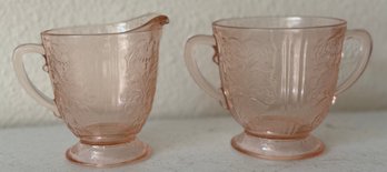 Vintage Pink Federal Depression Glass Creamer & Sugar Set