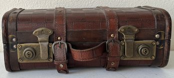 Vintage Leather Covered Wood Portmanteau Case