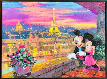 James Coleman Signed Mickey And Minnie Mouse In Paris Puzzle In Frame