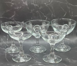 Set Of Five Coupe Glasses