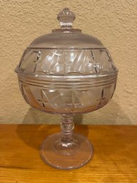 Footed Compote Or Candy Dish - Light Amethyst Blush