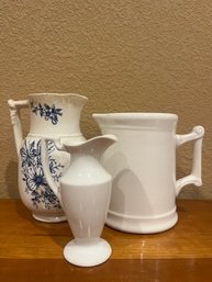 Trip Of Ceramic Pitchers And Vases - White Granite WS George