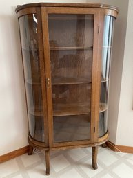 Curved Wood & Glass Curio Cabinet