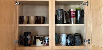 Large Assortment Of Cups And Mugs Incl. Harvey Davidson And More!