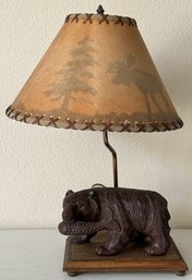 Bear Holding Fish Lodge Style Table Lamp