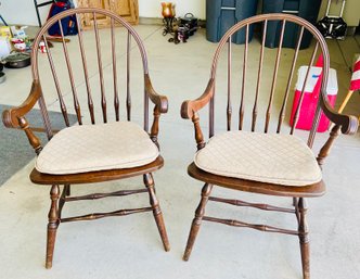 Pair Of Vintage Windsor Spindle Back Arm Chairs