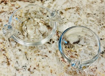 2 Steuben Glass Tilted Crystal Ashtrays