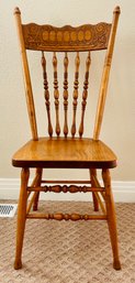 Hand Carved Spindle Back Solid Wood Chair, 1 Of 2