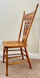 Hand Carved Spindle Back Solid Wood Chair, 2 Of 2