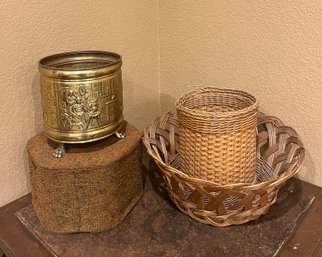 Baskets And Brass Planters