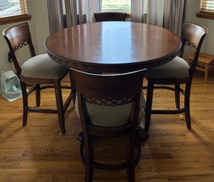 Solid Wooden Circular Dining Table And Four Chairs!