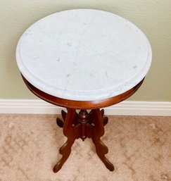 Solid Mahogany Marble Top Side Table