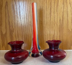 Trio Of Colored Vases