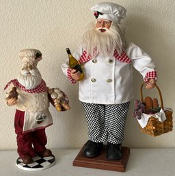 Pair Of Chef Santa Statues