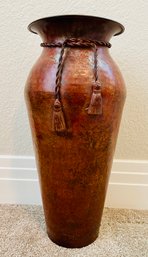 Hammered Metal Vase With Cord