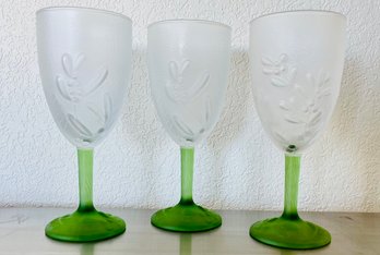 Trio Of Pfaltzgraff Nature Wood Stemmed Glasses
