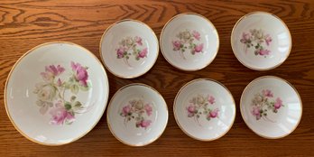 Vintage Floral Serving Bowl & Saucer Set,  Made In Germany