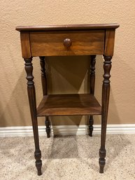 Vintage Solid-wood Side Table With Drawer