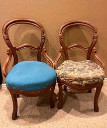 Pair Of Carved Balloon-Back Chairs For Restoration