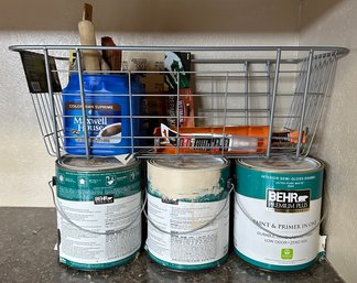Assortment Of Paint And Painting Supplies