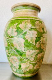 Handpainted Green Leaves Vase
