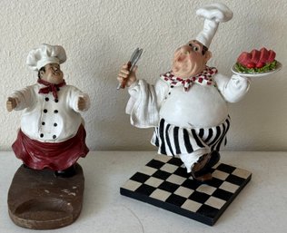 Pair Of Kitchen Chef Statue Decor