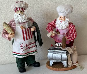 Pair Of Baking Santa Statues