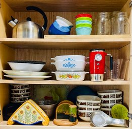 Lot Of Kitchen Essentials Including Napkin Holder, Kettle, Corningware & More