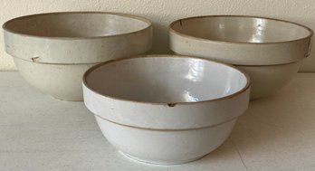 Trio Of Large Stoneware Mixing Bowls