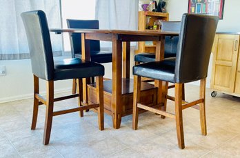 Round Dining Table With Faux Leather Dining Chairs